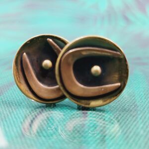 Vintage Modernist Hogan Bolas Brass & Copper Cufflinks